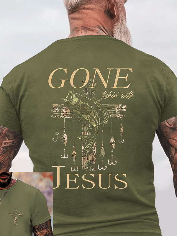 Gone Fishin' with Jesus Christian Cotton T-Shirt