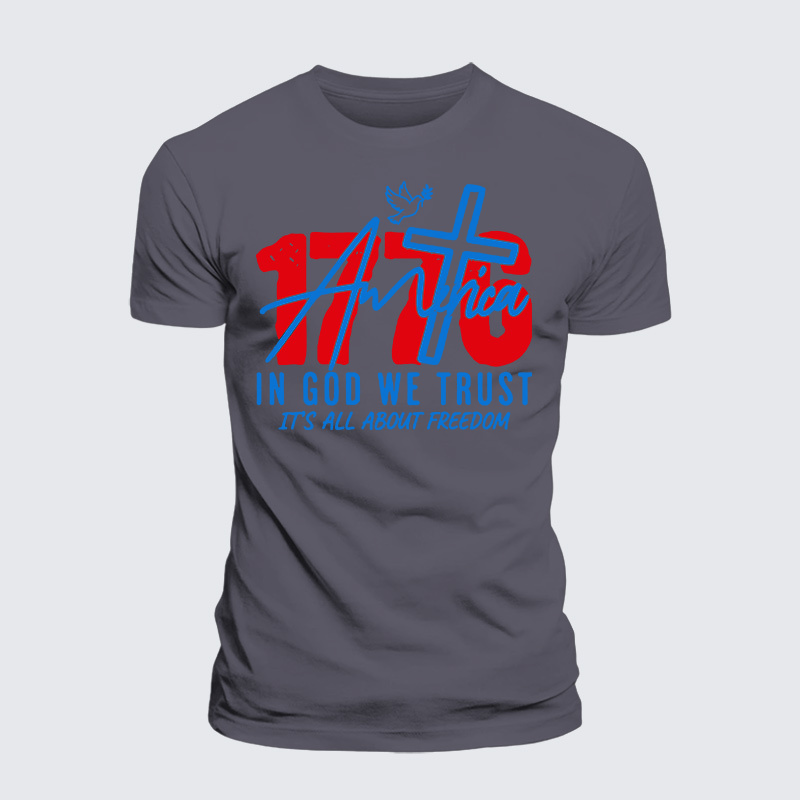 1776 In God We Trust Jesus God Christian Premium Mercerized Cotton Tee