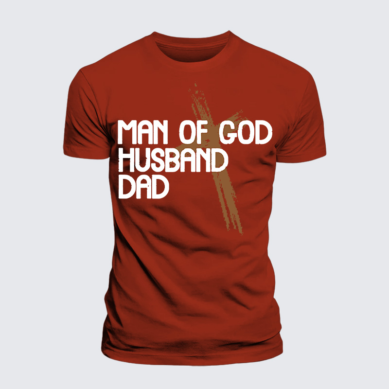 Man Of God Husband Dad Jesus God Christian Premium Mercerized Cotton Tee