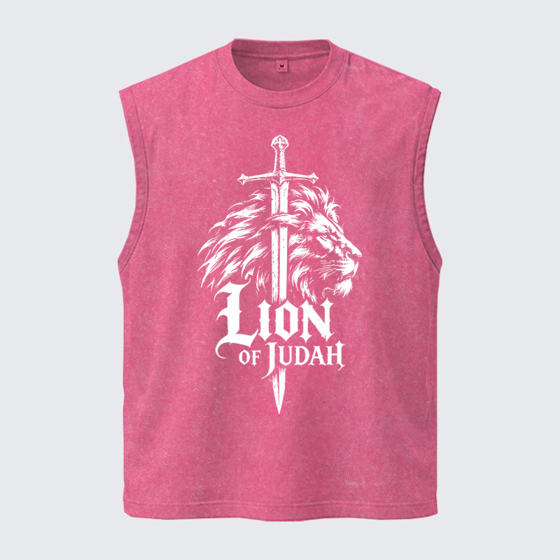 Washed Tank Top - Lion of Judah - Pink (front)