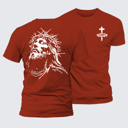Vintage Crown of Thorns  Jesus God Christian Premium Mercerized Cotton Tee