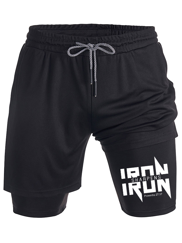 IRON SHARPENS IRON Proverbs 27:17 Christian Performance Shorts