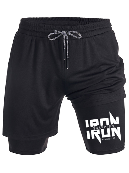 IRON SHARPENS IRON Proverbs 27:17 Christian Performance Shorts