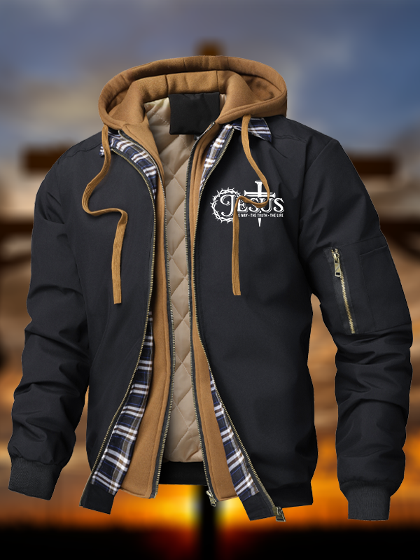 Jesus The Way The Truth The Life Warm Hooded Bomber Jacket