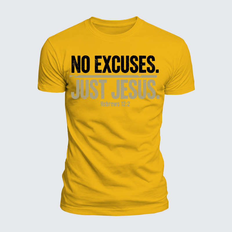 No Excuses Just Jesus Jesus God Christian  – Luxe Mercerized Interlock Cotton Tee