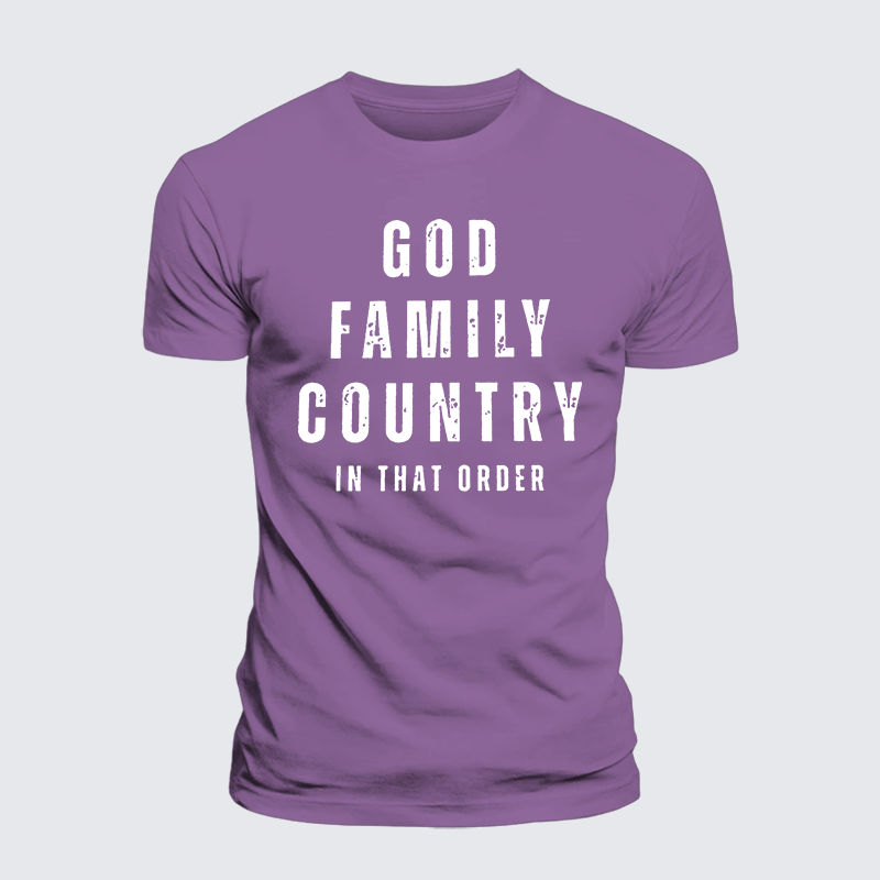 God Family Country In That Order Jesus God Christian Premium Mercerized Cotton Tee