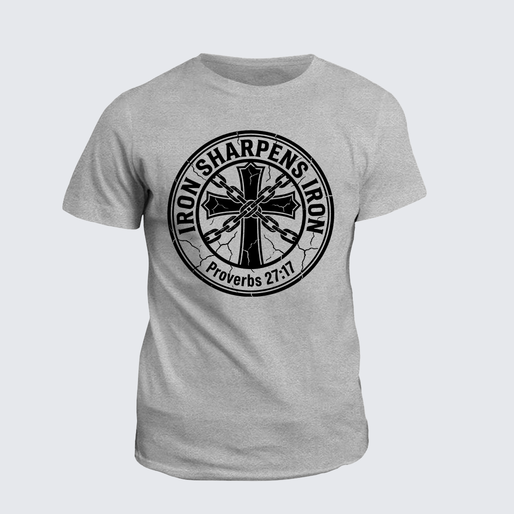Iron Sharpens Iron - Proverbs 27:17 Jesus God Christian Cotton T-Shirt