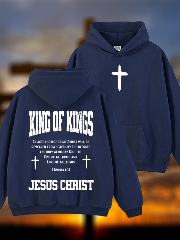 King Of Kings Jesus God Christian Plush Fleece-Lined Hoodie