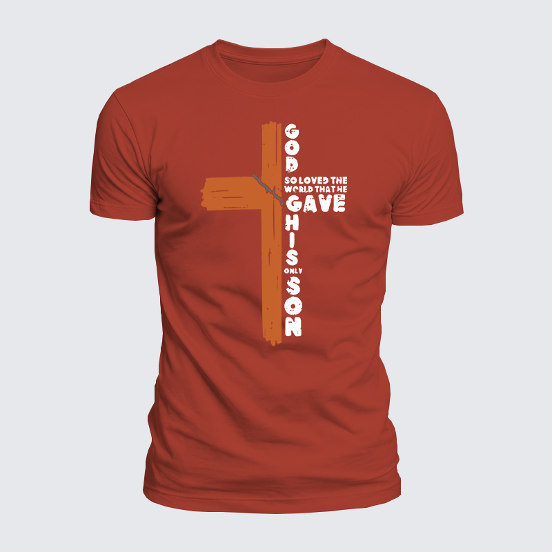 Cross God So Loved The World Jesus God Christian  – Luxe Mercerized Interlock Cotton Tee