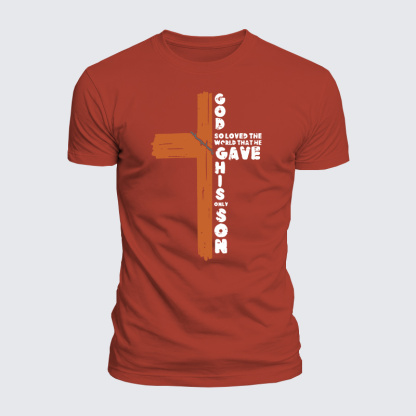 Cross God So Loved The World Jesus God Christian  – Luxe Mercerized Interlock Cotton Tee