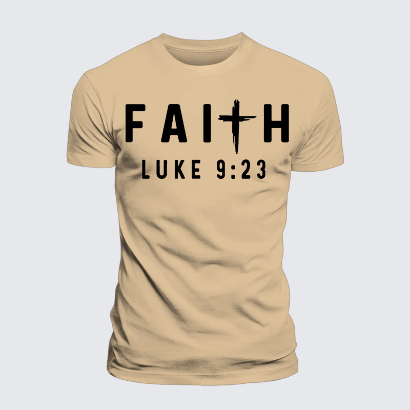 Luke 9:23 Jesus God Christian Premium Mercerized Cotton Tee