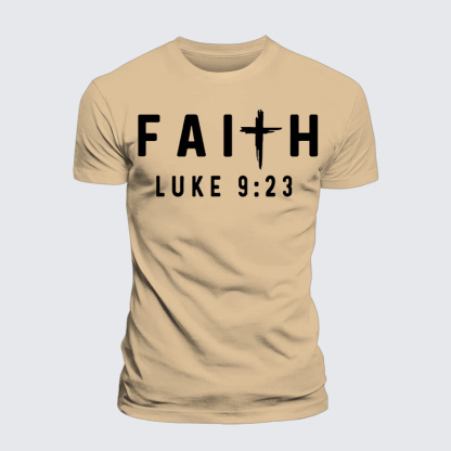 Luke 9:23 Jesus God Christian Premium Mercerized Cotton Tee