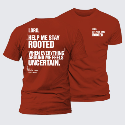 Lord Help Me Stay Rooted Jesus God Christian Premium Mercerized Cotton Tee
