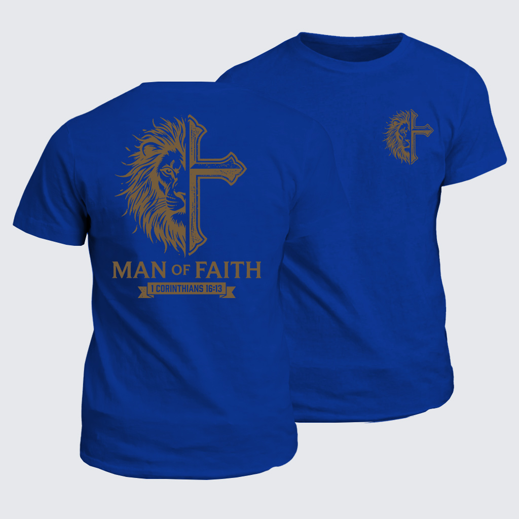 Man of Faith Jesus God Christian Cotton T-Shirt