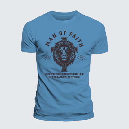 Man Of Faith Jesus God Christian Premium Mercerized Cotton Tee