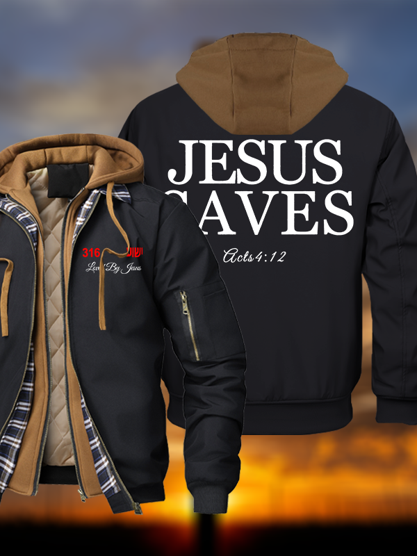 Jesus Saves Warm Hooded Bomber Jacket