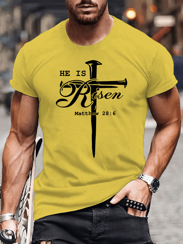 He Is Risen Jesus God Christian Cotton T-Shirt