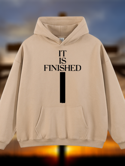 It Is Finished Jesus God Christian Plush Fleece-Lined Hoodie