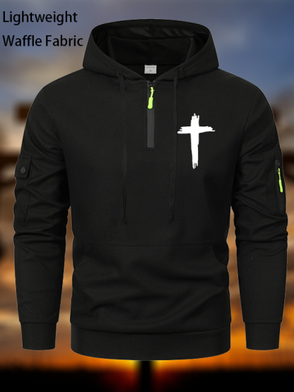 Cross Printed Zipper Hoodies