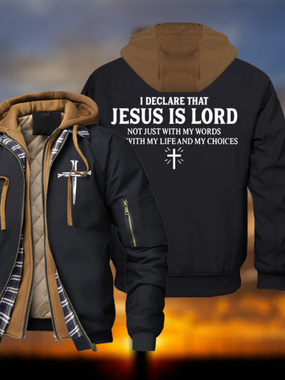 esus Is The Lord Warm Hooded Bomber Jacket