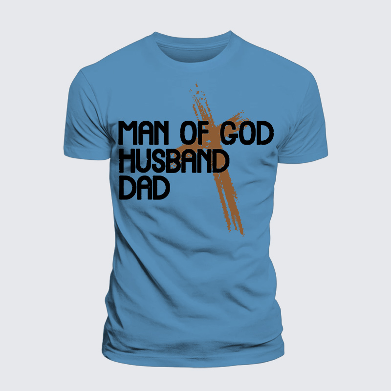 Man Of God Husband Dad Jesus God Christian Premium Mercerized Cotton Tee