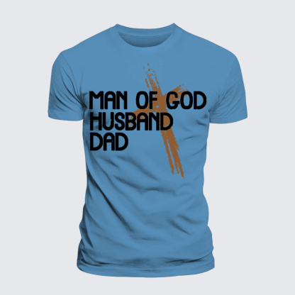 Man Of God Husband Dad Jesus God Christian Premium Mercerized Cotton Tee