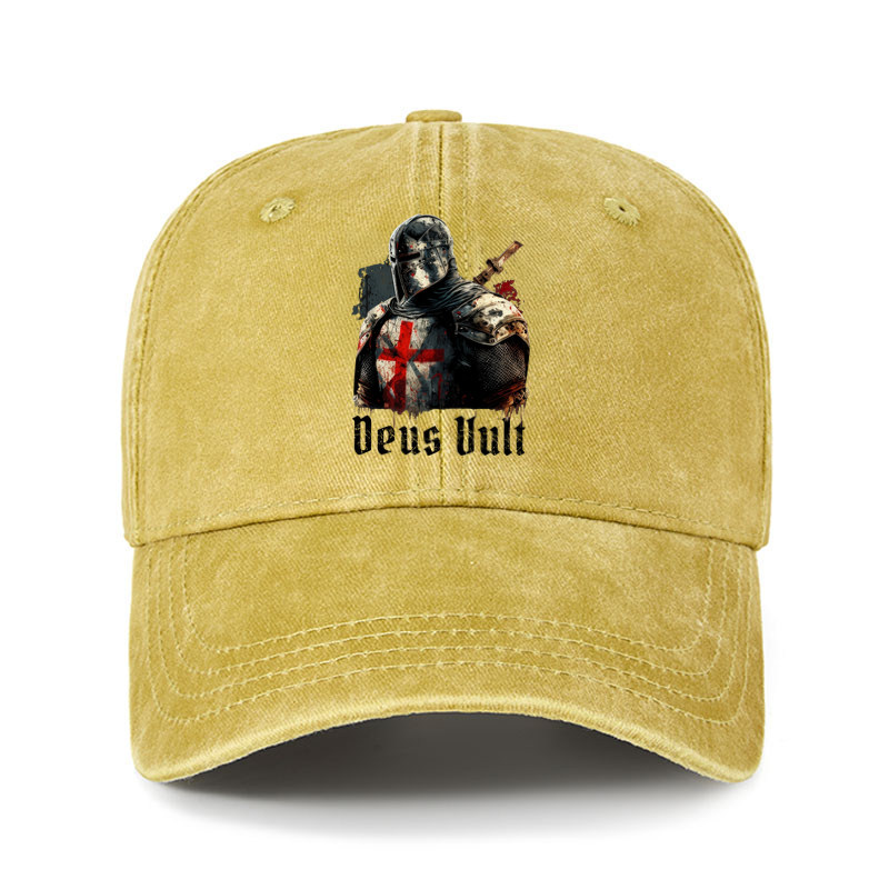 Heritage Washed Cap - Deus Vult - Yellow (front)