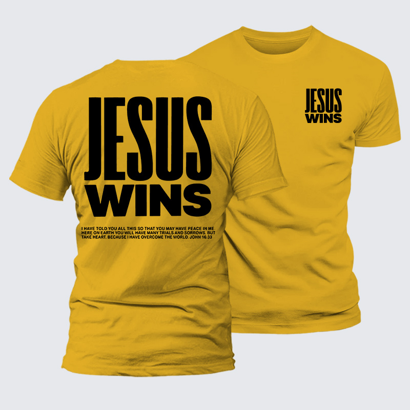 Jesus Wins Jesus God Christian Premium Mercerized Cotton Tee