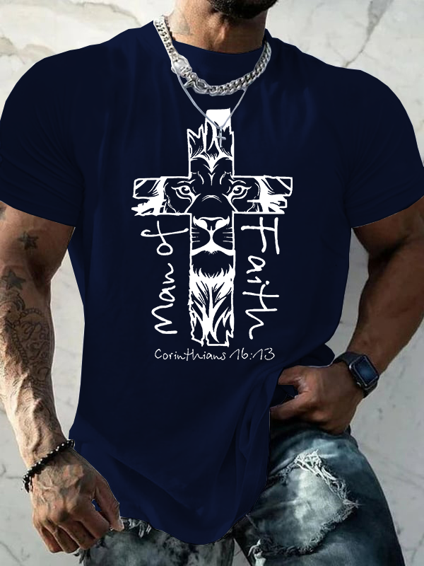 Man Of Faith Jesus God Christian Cotton T-Shirt