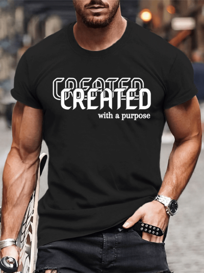 Created With Purpose Jesus God Christian Cotton T-Shirt