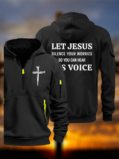 Let Jesus Silence Your Worries, So You Can Hear His Voice Jesus God Christian Zipper Hoodies