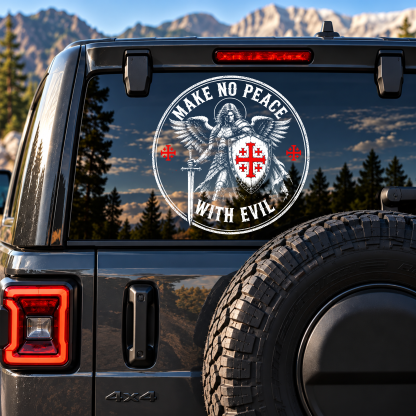 Car & Truck Vinyl Decals  - Make No Peace with Evil Knight Templar Jerusalem Cross