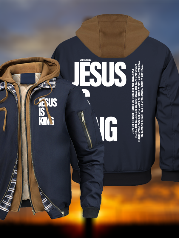 Jesus Is King Warm Hooded Bomber Jacket