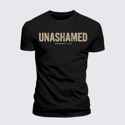 UNASHAMED Romans 1:16 Jesus God Christian Premium Mercerized Cotton Tee