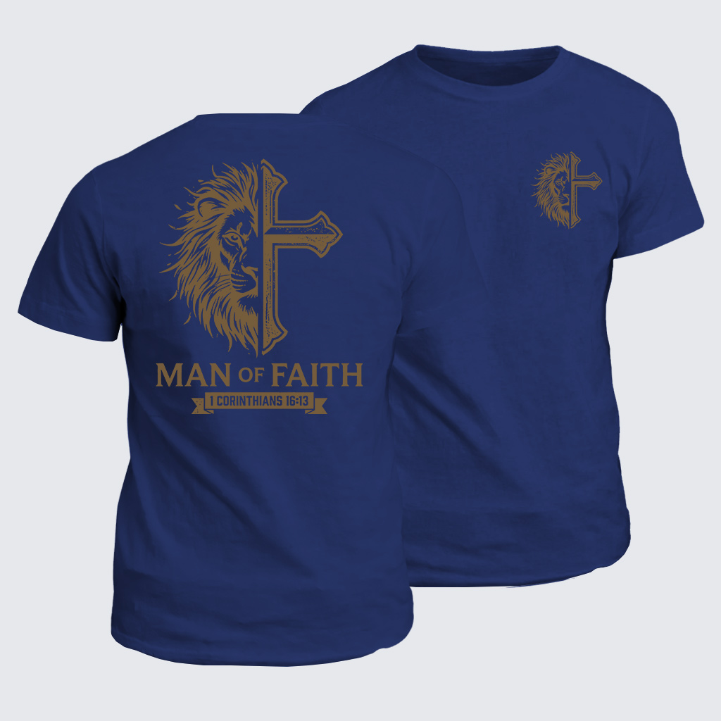 Man of Faith Jesus God Christian Cotton T-Shirt