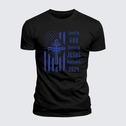 Loved By God Chosen By Jesus Baptized Jesus God Christian  – Luxe Mercerized Interlock Cotton Tee