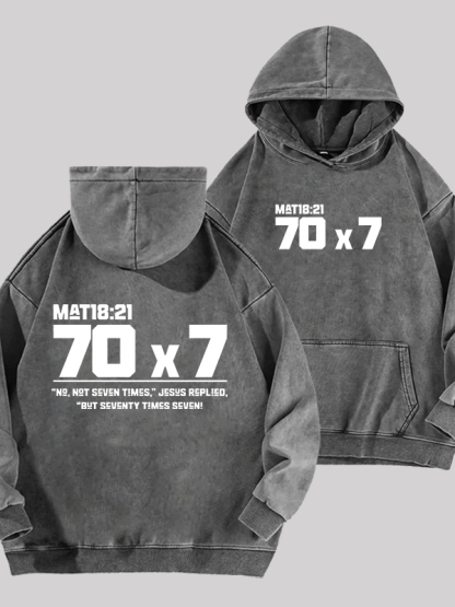 Matthew 18:21 Jesus God Christian Washed Hoodie