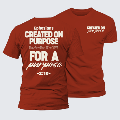 Created On Purpose Jesus God Christian Premium Mercerized Cotton Tee