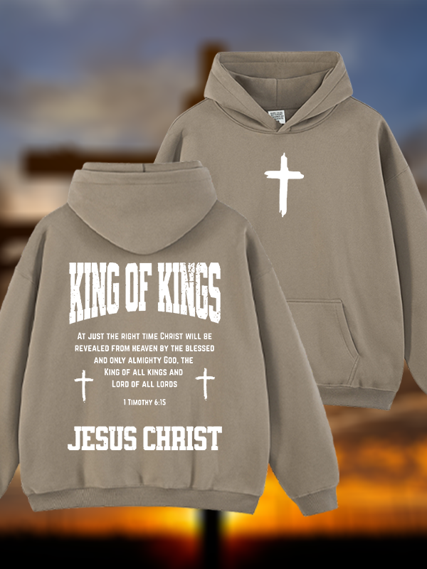 King Of Kings Jesus God Christian Plush Fleece-Lined Hoodie