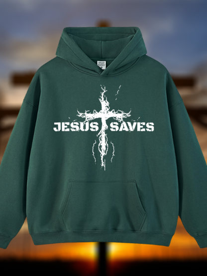 Jesus Saves Jesus God Christian Plush Fleece-Lined Hoodie