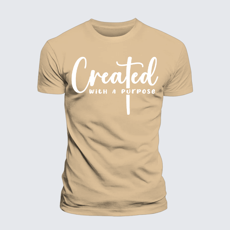 Created with A Purpose Jesus God Christian Premium Mercerized Cotton Tee