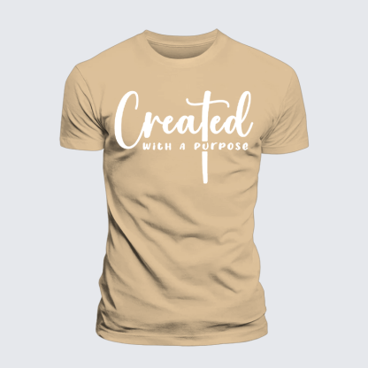 Created with A Purpose Jesus God Christian Premium Mercerized Cotton Tee