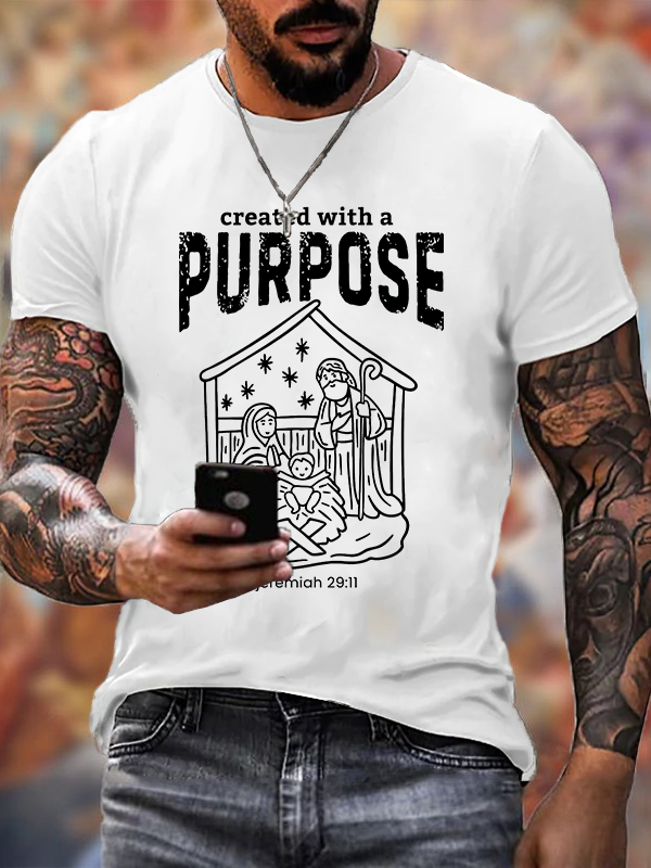 Created With A Purpose Jesus God Christian Cotton T-Shirt