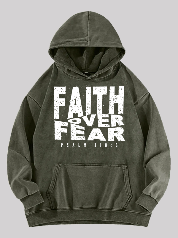 Faith Over Fear Jesus God Christian Washed Hoodie