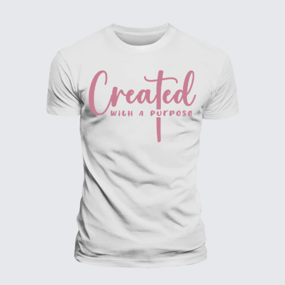 Created with A Purpose Jesus God Christian Premium Mercerized Cotton Tee
