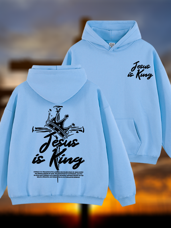 Jesus Is King Jesus God Christian Plush Fleece-Lined Hoodie