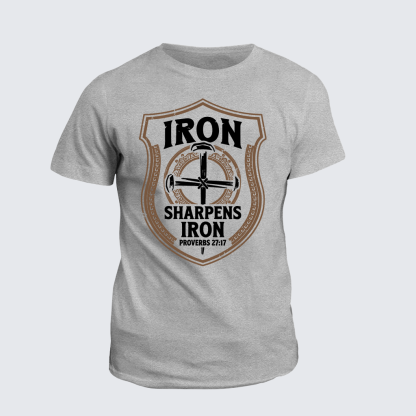 Iron Sharpens Iron - Proverbs 27:17 Jesus God Christian Cotton T-Shirt