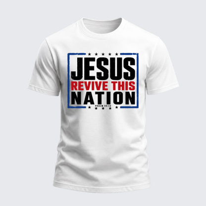 Heavyweight Cotton Tee - Jesus Revive This Nation