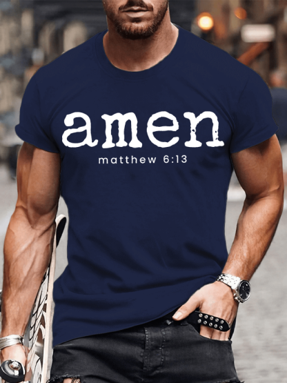 Amen Matthew 6:13 Jesus God Christian Cotton T-Shirt