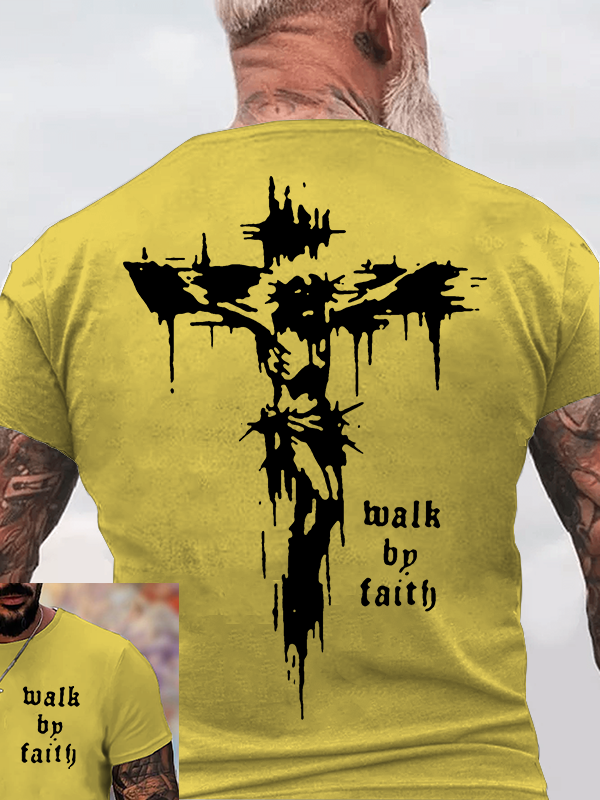 Walk By Faith Jesus God Christian Cotton T-Shirt